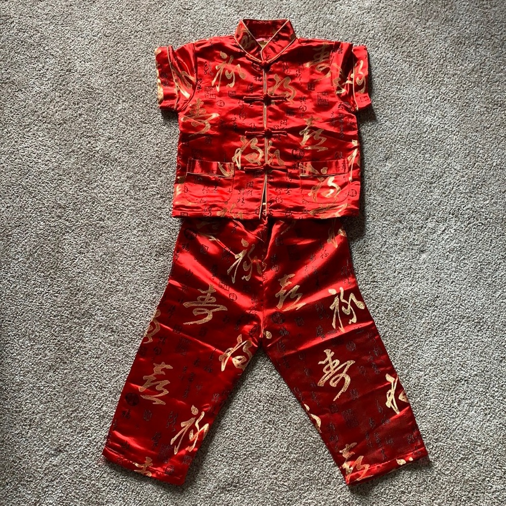 Boys Short Sleeve Mandarin Suit